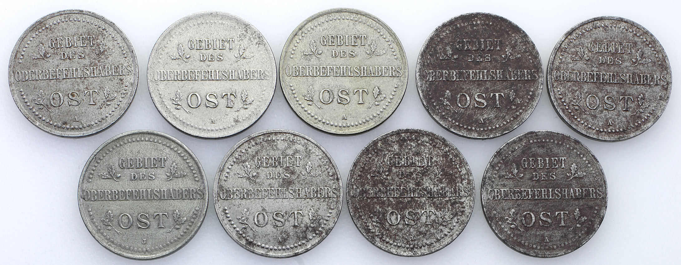 Polska, OST. 3 kopiejki 1916 - zestaw 9 monet